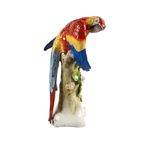 Sitzendorf Porcelain Parrot / Macaw Bird Figurine
