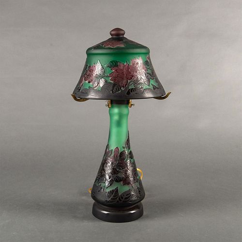 Emile Galle Cameo Glass Floral Table Lamp