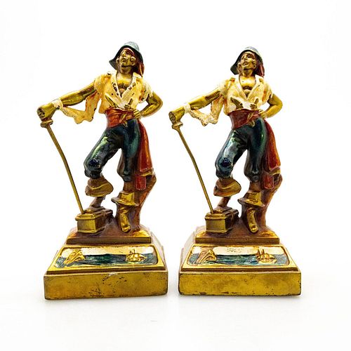 Armor Bronze Company Art Deco Varicolored Bookends, Pirates