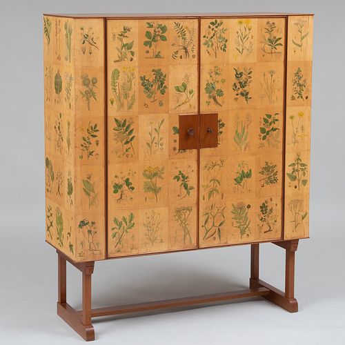 Josef Frank (1885-1967): 'Flora' Printed Paper and Mahogany Cabinet