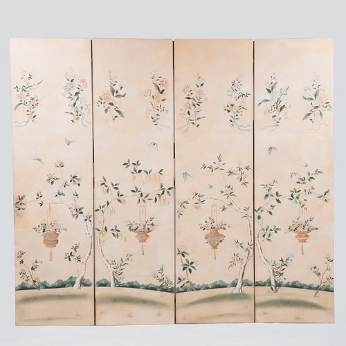 Chinese Wallpaper Four Panel Screen, Modern