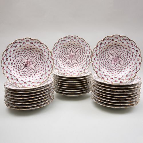Twenty-Nine Haviland Limoges Porcelain Soup Plates in the 'Private Service for Empress Elizabeth of Russia' Pattern