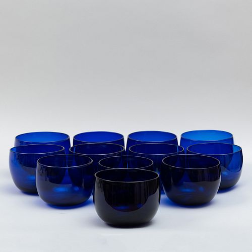 Set of Twelve English Cobalt Blue Glass Fingerbowls