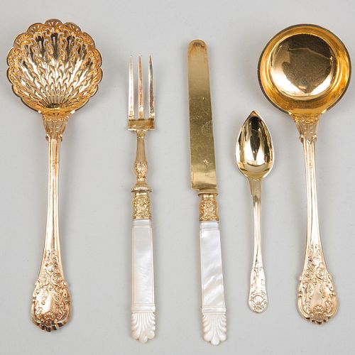 French Silver-Gilt and Mother-of-Pearl Dessert Service
