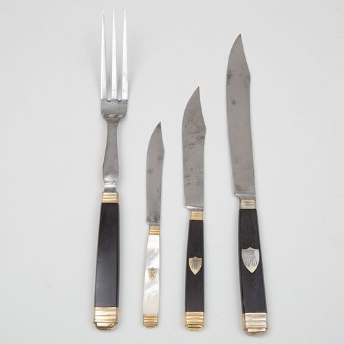 French Ebonized and Horn Handle Cutlery Set