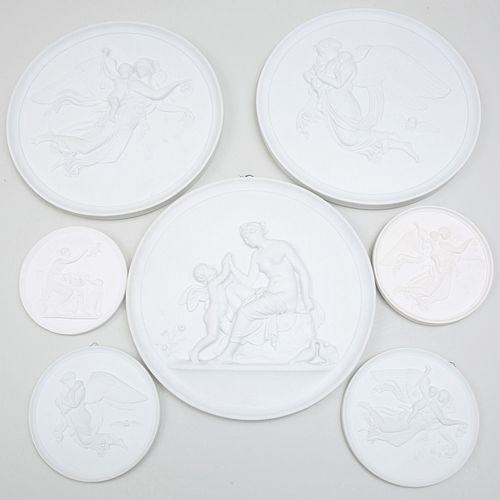 Group of Five Danish Biscuit Porcelain Rondels