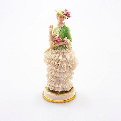 Capodimonte A. Marino Lace Figurine, Woman with Umbrella
