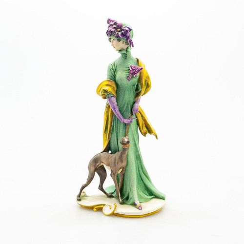 Giuseppe Cappe Figurine, Art Deco Lady with Dog