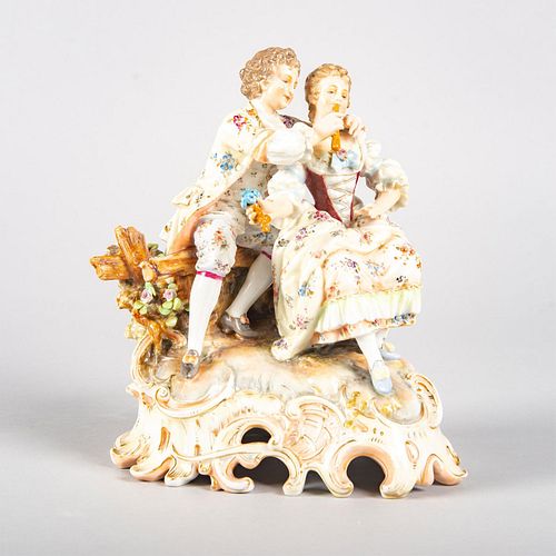 Vintage German Figurine, Couple Playing The Flute