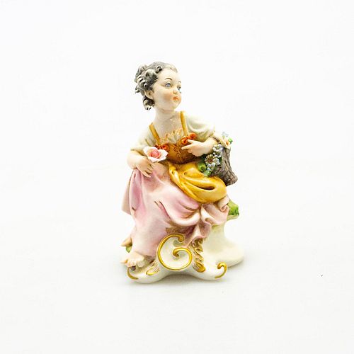 Vintage Italian Porcelain Figurine, Girl With Flower Basket