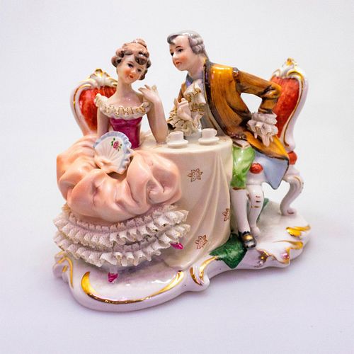 Vintage Porcelain Figure Group, Couple Having Tea