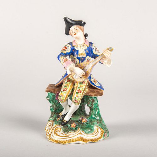 Vintage Porcelain Figurine, Man Playing Mandolin