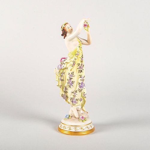 Volkstedt Lady Figurine, Woman Holding Flower