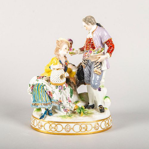 Volkstedt Porcelain Figure Group, Couple With Birdcage