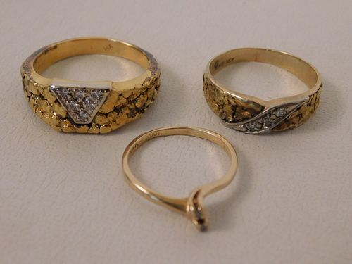 3 GOLD RINGS WITH DIAMONDS