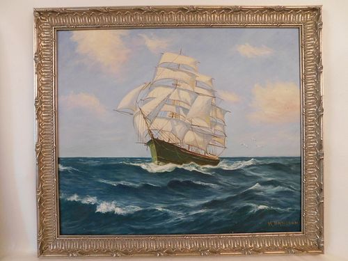 H. HANSSON PAINTING OF CLIPPER SHIP