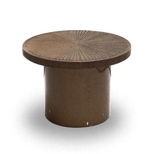 Mid Century Hand Sculpted brutalist round occasional table