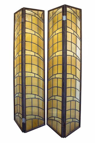 Art Deco Early 20th Century Leaded Glas Screen