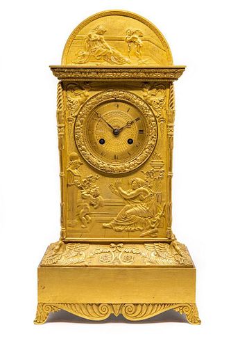 19th century Neoclassical Gilt Bronze Mantel Clock