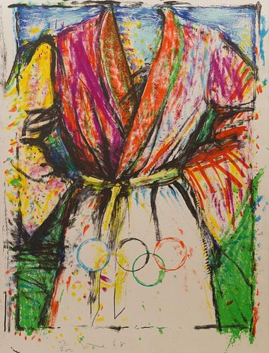 20th century Jim Dine color pencil signed lithograph "Olympic Robe" 42/300