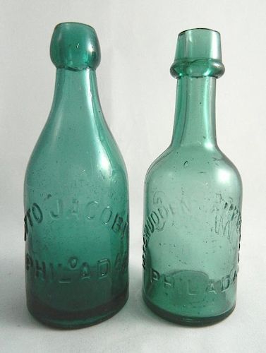 Soda - 2 round emerald green bottles