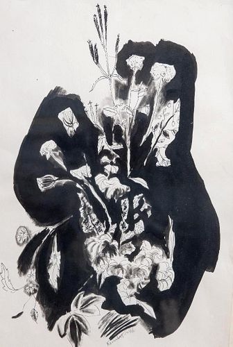 Yasuo Kuniyoshi Ink and Brush Drawing