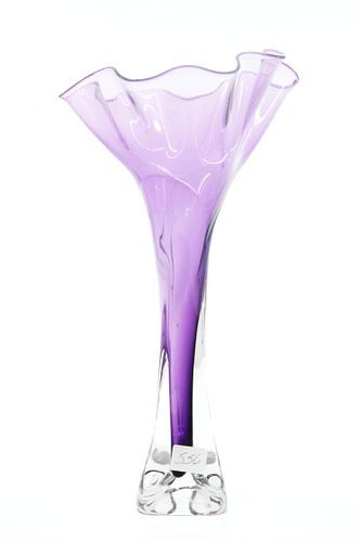 Floriform Art Glass Signed Vase