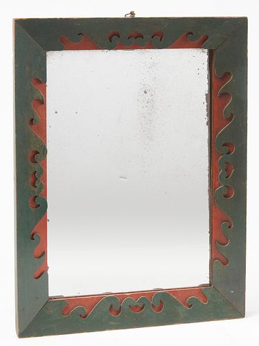 Folk Art Painted & Scrolled Mirror