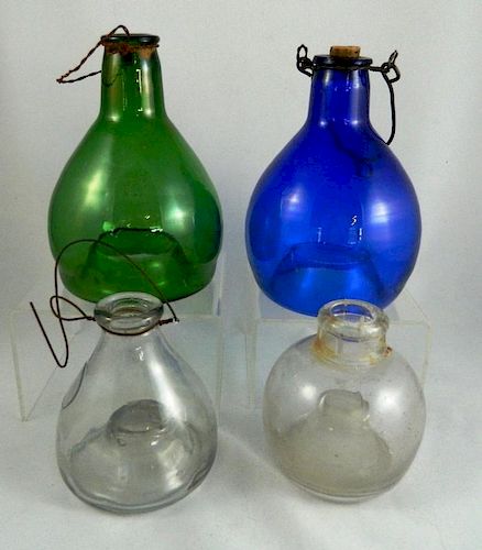 4 Antique glass fly traps