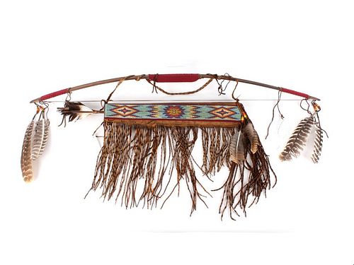 Northern Plains Beaded Quiver, Bow & Arrow Set