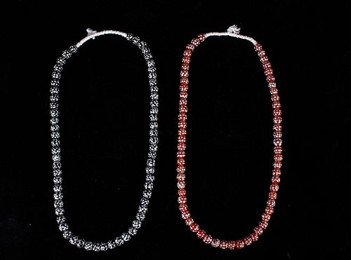Early Native American Skunk Bead Trade Necklaces