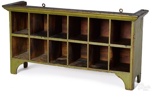 Painted pine table top cabinet, 19th c.