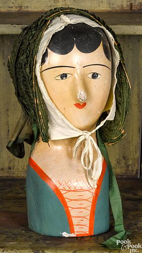 Papier-mâché wig or hat stand, 19th c.