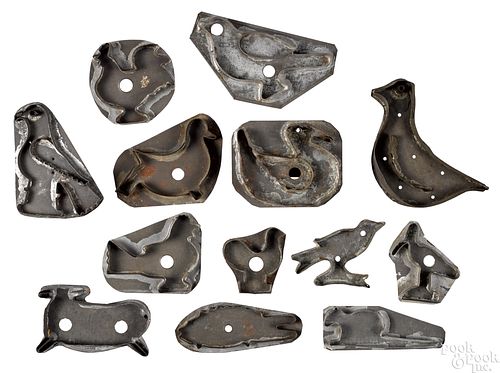 Collection of tin animal cookie cutters, 19th c