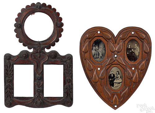 Two tramp art frames, late 19th c.