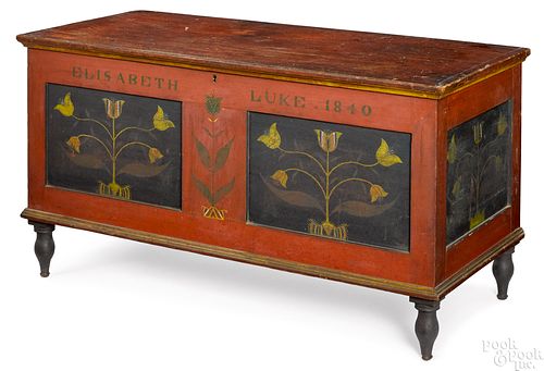 Ohio painted poplar dower chest, dated 1840