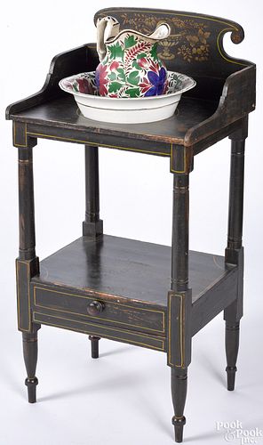 New England painted pine basin stand, 19th c.