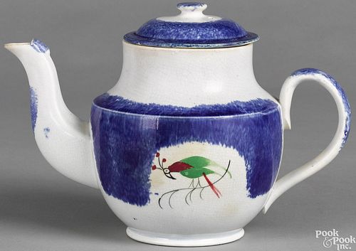 Blue spatter teapot