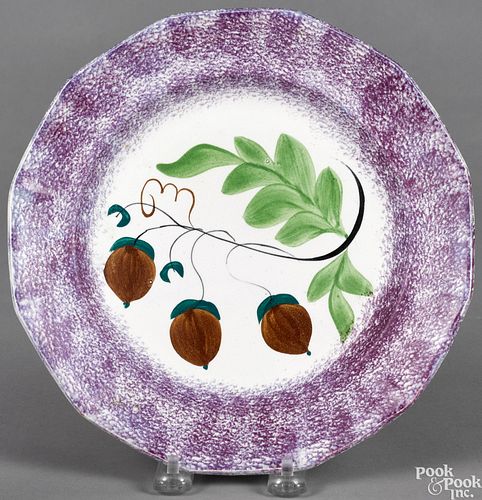 Purple spatter acorn plate