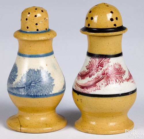 Two yellowware pepper pots, 19th c.