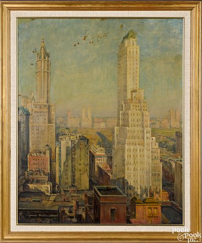 Louis Aston Knight oil on canvas cityscape