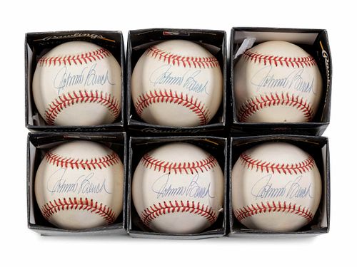 A Group of Six Johnny Bench Signed Baseballs,
