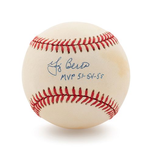 A Yogi Berra Single Signed and Inscribed Baseball