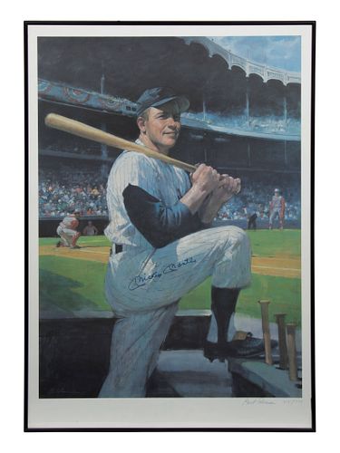 A 1990s Mickey Mantle Signed Bruce Silverman Lithograph,