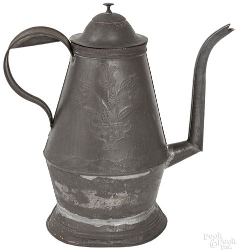Berks County punched tin wrigglework coffee pot