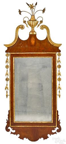 Federal mahogany and parcel gilt mirror, ca. 1800