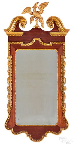 Chippendale mahogany and giltwood mirror