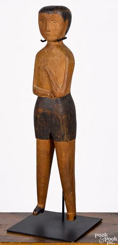 Carved and painted figure of a gentleman, 19th c.
