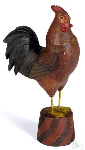 Carved and painted rooster, early 20th c.