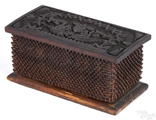 Finely woven curlicue and carved trinket box